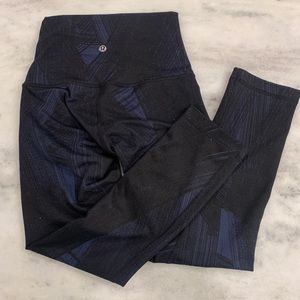 Black with blue design Lululemon Leggings